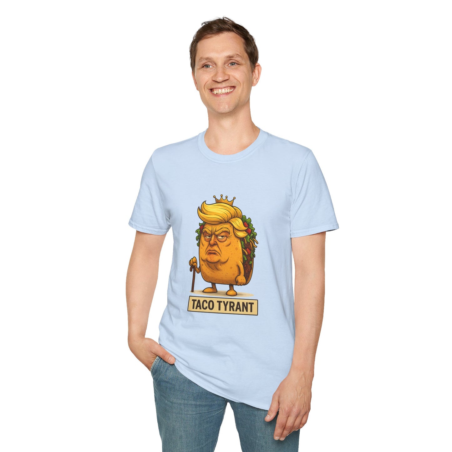 Humorous Taco Tyrant T-Shirt, Funny Tee, Unisex Graphic Shirt, Gift for Foodies, Election Humor, Political Satire Merchandise
